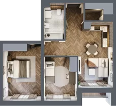 3 pokoje, mieszkanie 56,82 m², piętro 2, oferta nr 16, Badurskiego 7, Kraków, Podgórze Duchackie, Piaski Wielkie, ul. Badurskiego 7