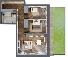 3 pokoje, mieszkanie 63,84 m², parter, oferta nr 2, Badurskiego 7, Kraków, Podgórze Duchackie, Piaski Wielkie, ul. Badurskiego 7