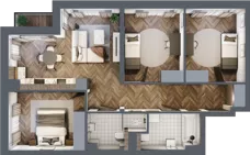 4 pokoje, mieszkanie 76,08 m², piętro 1, oferta nr 12, Badurskiego 7, Kraków, Podgórze Duchackie, Piaski Wielkie, ul. Badurskiego 7