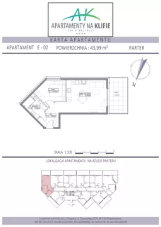 2 pokoje, apartament inwestycyjny 43,99 m², parter, oferta nr E-02, Apartamenty na Klifie, Władysławowo, Chłapowo, ul. Żeromskiego 27