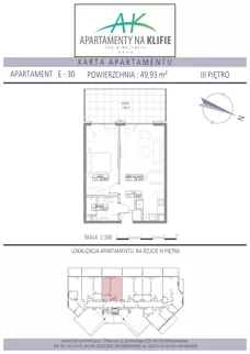 2 pokoje, apartament inwestycyjny 49,93 m², piętro 3, oferta nr E-30, Apartamenty na Klifie, Władysławowo, Chłapowo, ul. Żeromskiego 27