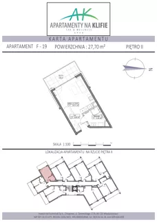 1 pokój, apartament inwestycyjny 27,70 m², piętro 2, oferta nr F-19, Apartamenty na Klifie, Władysławowo, Chłapowo, ul. Żeromskiego 27