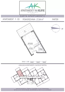 1 pokój, apartament inwestycyjny 27,64 m², parter, oferta nr F-03, Apartamenty na Klifie, Władysławowo, Chłapowo, ul. Żeromskiego 27