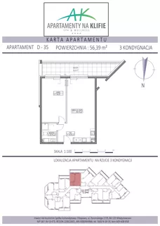 2 pokoje, apartament inwestycyjny 56,39 m², piętro 2, oferta nr D-35, Apartamenty na Klifie, Władysławowo, Chłapowo, ul. Żeromskiego 27