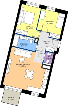 3 pokoje, mieszkanie 62,33 m², piętro 1, oferta nr 48, 28 Czerwca 1956 r., Poznań, Wilda, Dębiec, ul. 28 Czerwca 1956 r. 346