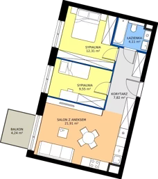 3 pokoje, mieszkanie 55,61 m², piętro 1, oferta nr 170, 28 Czerwca 1956 r., Poznań, Wilda, Dębiec, ul. 28 Czerwca 1956 r. 346