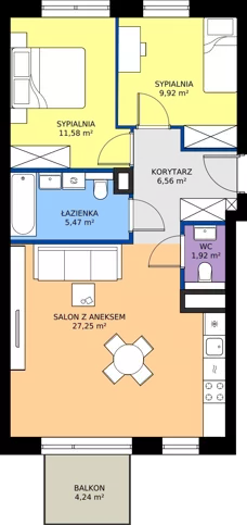 3 pokoje, mieszkanie 62,41 m², piętro 1, oferta nr 134, 28 Czerwca 1956 r., Poznań, Wilda, Dębiec, ul. 28 Czerwca 1956 r. 346