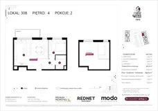 2 pokoje, mieszkanie 48,72 m², piętro 4, oferta nr E308, Osiedle Witaj etap III, Poznań, Naramowice, ul. Bielicowa