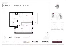 2 pokoje, mieszkanie 42,82 m², piętro 1, oferta nr K322, Osiedle Witaj etap III, Poznań, Naramowice, ul. Bielicowa