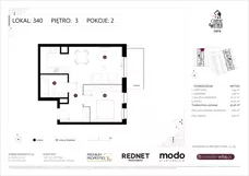 2 pokoje, mieszkanie 43,46 m², piętro 3, oferta nr K340, Osiedle Witaj etap III, Poznań, Naramowice, ul. Bielicowa