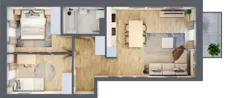 3 pokoje, mieszkanie 54,71 m², piętro 2, oferta nr A1/2/7, Osiedle Tilia, Wrocław, Lipa Piotrowska, Psie Pole, ul. Melisowa