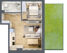 2 pokoje, mieszkanie 41,86 m², parter, oferta nr D1/0/3, Osiedle Tilia, Wrocław, Lipa Piotrowska, Psie Pole, ul. Melisowa
