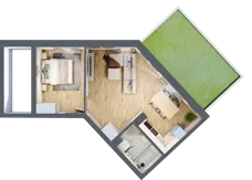2 pokoje, mieszkanie 43,28 m², parter, oferta nr D2/0/1, Osiedle Tilia, Wrocław, Lipa Piotrowska, Psie Pole, ul. Melisowa