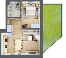 2 pokoje, mieszkanie 42,10 m², parter, oferta nr D2/0/2, Osiedle Tilia, Wrocław, Lipa Piotrowska, Psie Pole, ul. Melisowa
