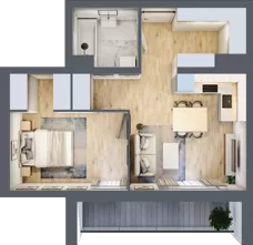 2 pokoje, apartament 44,61 m², piętro 2, oferta nr A2.2.1, Emilii Plater 7, Szczecin, Śródmieście, Skolwin, ul. Miedziana 4