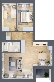 3 pokoje, mieszkanie 63,91 m², piętro 4, oferta nr B.04.02.04, WUWA Vita, Wrocław, Żerniki, Fabryczna, ul. Tadeusza Brzozy