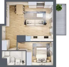 2 pokoje, mieszkanie 43,72 m², piętro 1, oferta nr A/01/007, Unii Lubelskiej Vita, Poznań, Nowe Miasto, Starołęka, ul. Unii Lubelskiej 10