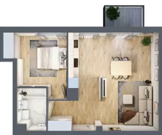 2 pokoje, mieszkanie 47,64 m², piętro 2, oferta nr F/017, City Vibe etap V, Kraków, Podgórze, Płaszów, ul. Myśliwska 68