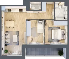 3 pokoje, mieszkanie 60,00 m², piętro 2, oferta nr A1/02/25, WUWA Vita II, Wrocław, Żerniki, Fabryczna, ul. T. Brzozy