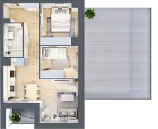 3 pokoje, mieszkanie 49,45 m², piętro 1, oferta nr B1/01/07, WUWA Vita II, Wrocław, Żerniki, Fabryczna, ul. T. Brzozy