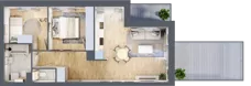 3 pokoje, mieszkanie 59,43 m², piętro 1, oferta nr B3/01/06, WUWA Vita II, Wrocław, Żerniki, Fabryczna, ul. T. Brzozy
