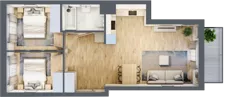 3 pokoje, mieszkanie 53,82 m², piętro 1, oferta nr H.053, City Vibe etap VI, Kraków, Podgórze, Płaszów, ul. Myśliwska