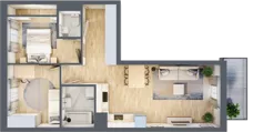 3 pokoje, mieszkanie 55,86 m², piętro 1, oferta nr H.055, City Vibe etap VI, Kraków, Podgórze, Płaszów, ul. Myśliwska
