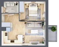 2 pokoje, mieszkanie 37,95 m², piętro 1, oferta nr AA0107, Stacja Rembertów, Warszawa, Rembertów, ul. Fiszera 36