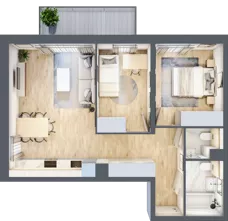 3 pokoje, mieszkanie 57,08 m², piętro 2, oferta nr AB0206, Stacja Rembertów, Warszawa, Rembertów, ul. Fiszera 36