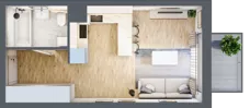 1 pokój, mieszkanie 28,88 m², piętro 3, oferta nr AA0305, Stacja Rembertów, Warszawa, Rembertów, ul. Fiszera 36