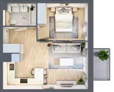 2 pokoje, mieszkanie 37,96 m², piętro 3, oferta nr AA0306, Stacja Rembertów, Warszawa, Rembertów, ul. Fiszera 36