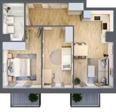 3 pokoje, mieszkanie 57,06 m², piętro 2, oferta nr AB.02.08, Ptasia Vita, Poznań, Grunwald, Grunwald Południe, ul. Ptasia 32