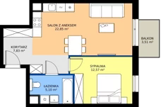 2 pokoje, mieszkanie 48,35 m², piętro 1, oferta nr AA.01.09, Ptasia Vita, Poznań, Grunwald, Grunwald Południe, ul. Ptasia 32