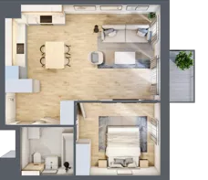 2 pokoje, mieszkanie 49,24 m², piętro 3, oferta nr AA.03.02, Ptasia Vita, Poznań, Grunwald, Grunwald Południe, ul. Ptasia 32