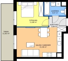 2 pokoje, mieszkanie 41,62 m², piętro 6, oferta nr AB.06.03, Ptasia Vita, Poznań, Grunwald, Grunwald Południe, ul. Ptasia 32