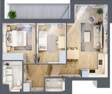 3 pokoje, mieszkanie 60,58 m², piętro 1, oferta nr AB.01.04, Ptasia Vita, Poznań, Grunwald, Grunwald Południe, ul. Ptasia 32