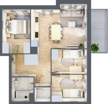 4 pokoje, mieszkanie 61,39 m², piętro 1, oferta nr B3.01.14, Południe Vita etap IV, Gdańsk, Orunia Górna-Gdańsk Południe, ul. Kazimierza Wielkiego 