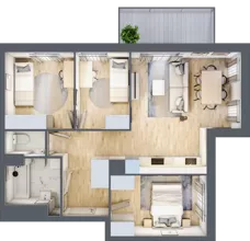 4 pokoje, mieszkanie 63,96 m², piętro 1, oferta nr B3.01.13, Południe Vita etap IV, Gdańsk, Orunia Górna-Gdańsk Południe, ul. Kazimierza Wielkiego 