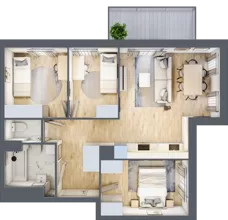 4 pokoje, mieszkanie 63,96 m², piętro 2, oferta nr B3.02.24, Południe Vita etap IV, Gdańsk, Orunia Górna-Gdańsk Południe, ul. Kazimierza Wielkiego 