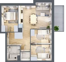 4 pokoje, mieszkanie 61,39 m², piętro 2, oferta nr B3.02.25, Południe Vita etap IV, Gdańsk, Orunia Górna-Gdańsk Południe, ul. Kazimierza Wielkiego 