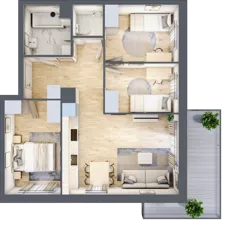 4 pokoje, mieszkanie 60,26 m², piętro 2, oferta nr B4.02.36, Południe Vita etap IV, Gdańsk, Orunia Górna-Gdańsk Południe, ul. Kazimierza Wielkiego 