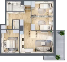 4 pokoje, mieszkanie 66,94 m², piętro 1, oferta nr B6.01.23, Południe Vita etap IV, Gdańsk, Orunia Górna-Gdańsk Południe, ul. Kazimierza Wielkiego 