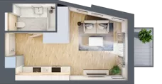 1 pokój, mieszkanie 26,21 m², piętro 1, oferta nr A/KL1/1/03, Podhalańska Vita, Wrocław, Żerniki, Złotniki, ul. Podhalańska