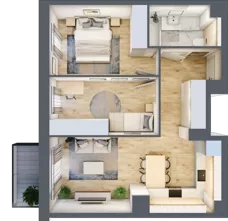 3 pokoje, mieszkanie 51,88 m², piętro 1, oferta nr A/KL2/1/01, Podhalańska Vita, Wrocław, Żerniki, Złotniki, ul. Podhalańska