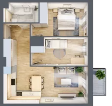 3 pokoje, mieszkanie 53,29 m², piętro 1, oferta nr A/KL2/1/04, Podhalańska Vita, Wrocław, Żerniki, Złotniki, ul. Podhalańska