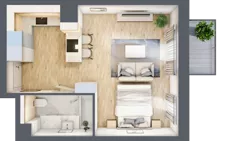 1 pokój, mieszkanie 33,15 m², piętro 1, oferta nr A/KL2/1/09, Podhalańska Vita, Wrocław, Żerniki, Złotniki, ul. Podhalańska