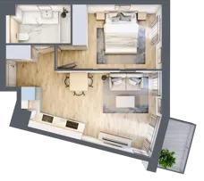 2 pokoje, mieszkanie 38,42 m², piętro 2, oferta nr A/KL2/2/08, Podhalańska Vita, Wrocław, Żerniki, Złotniki, ul. Podhalańska