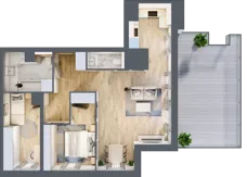 3 pokoje, mieszkanie 64,63 m², piętro 3, oferta nr A/KL3/3/01, Podhalańska Vita, Wrocław, Żerniki, Złotniki, ul. Podhalańska