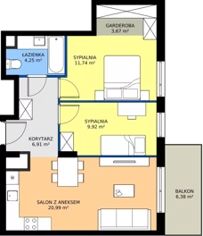 3 pokoje, mieszkanie 57,48 m², piętro 1, oferta nr 017/7, Aleje Praskie VII, Warszawa, Praga Południe, Kamionek, ul. Podskarbińska/ Iławska
