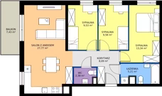 4 pokoje, mieszkanie 75,90 m², piętro 1, oferta nr 061/7, Aleje Praskie VII, Warszawa, Praga Południe, Kamionek, ul. Podskarbińska/ Iławska